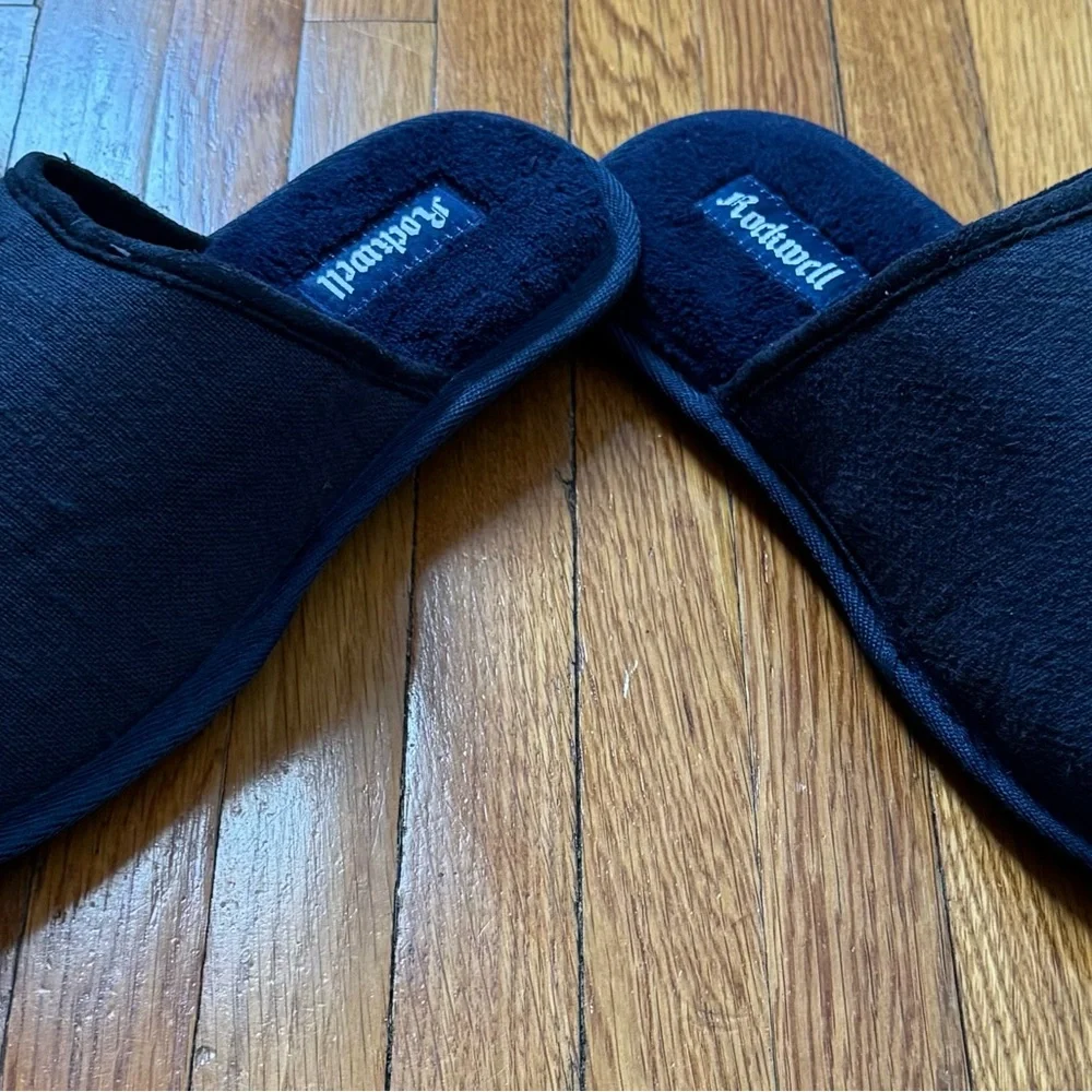 NWT Rockwell Men's Navy blue memory foam insole Slippers, size L 11-12 comfy